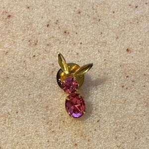 Elegant Gold and Pink Bunny Brooch